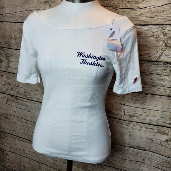 Rib Ballet Back Tee Washington Huskies Embroidered Print Size Small NWT - Picture 1 of 7